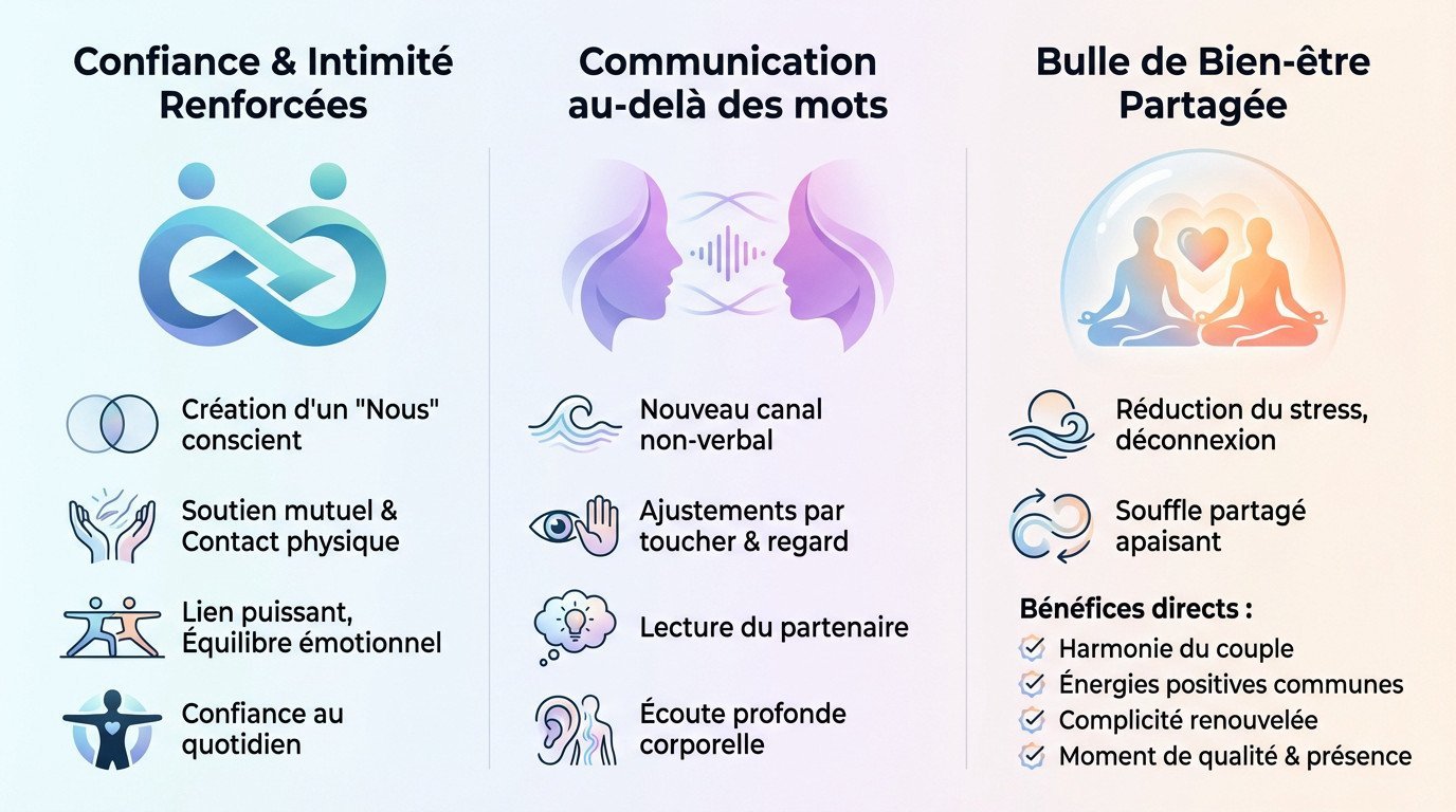 Couple complice pratiquant le yoga pour renforcer la confiance et la communication