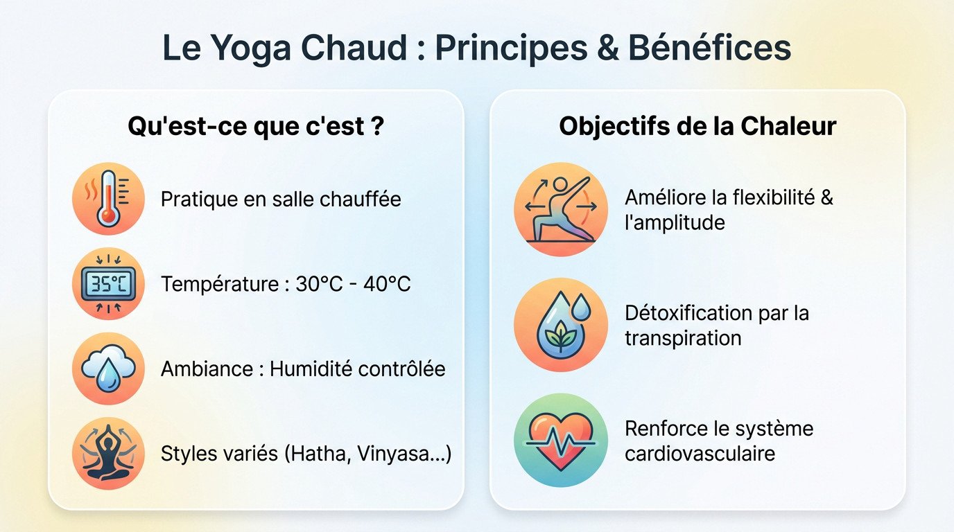 Séance de yoga chaud dans un studio à température et humidité contrôlées